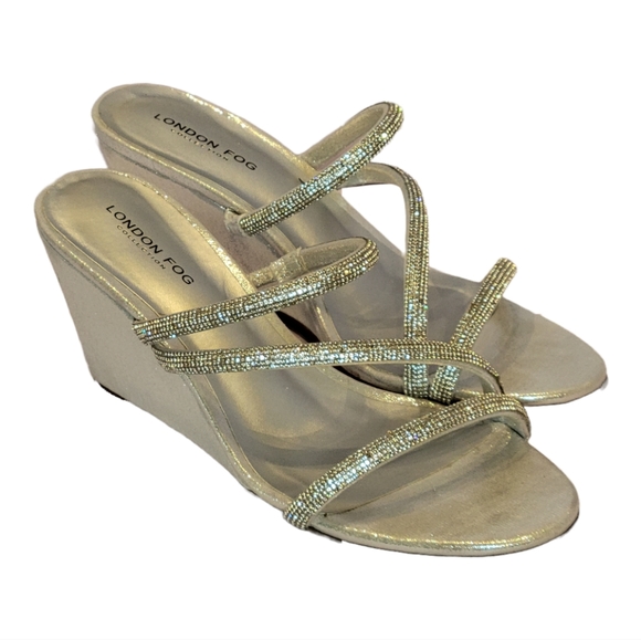 London Fog Women's Dress Wedges, Size 8.5M, Silver Metallic - Picture 1 of 5